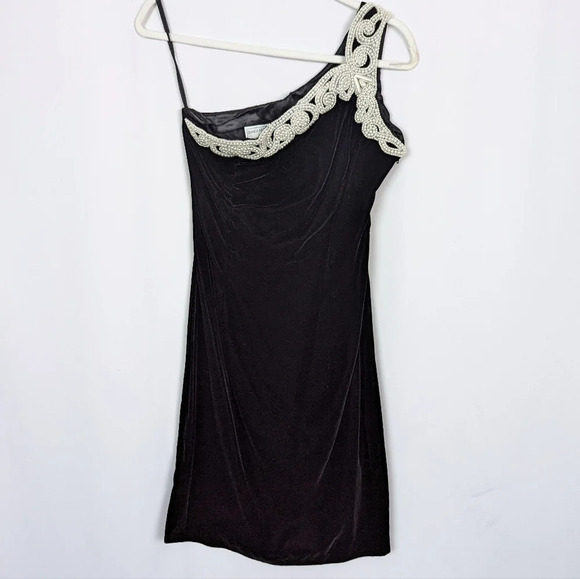 Vintage 90s JESSICA McCLINTOCK sz. 9/10 Gunne Sax Velvet Party Mini DRESS Beaded - Picture 1 of 12